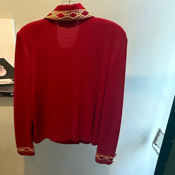 St John Collection Vintage Red/Gold Double Breast Knit Blazer Size 10/M $1395 - Picture 4 of 13